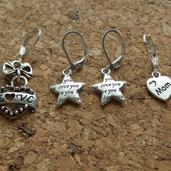 3 Pairs, Tibet Silver Lever Back Earrings - Picture 7 of 8